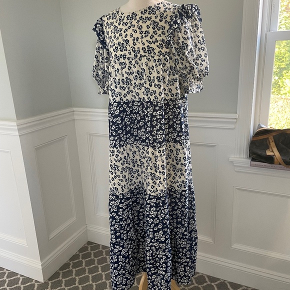 ENGISH FACTORY FLORAL COLOR BLOCK MIDI DRESS SIZE S! - Picture 7 of 9